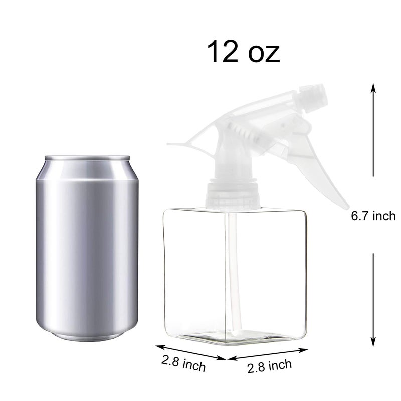 Youngever 5 Pack Empty Plastic Spray Bottles, Clear Square Spray Bottles for Hair and Cleaning Solutions (12 Ounce) - Image 2